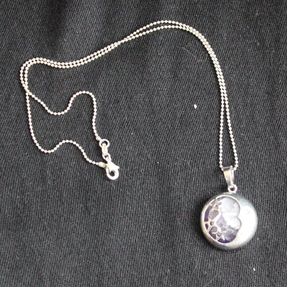 Unbranded Jewelry - Silver Amythyst Moon Pendant on Sterling ballchain necklace